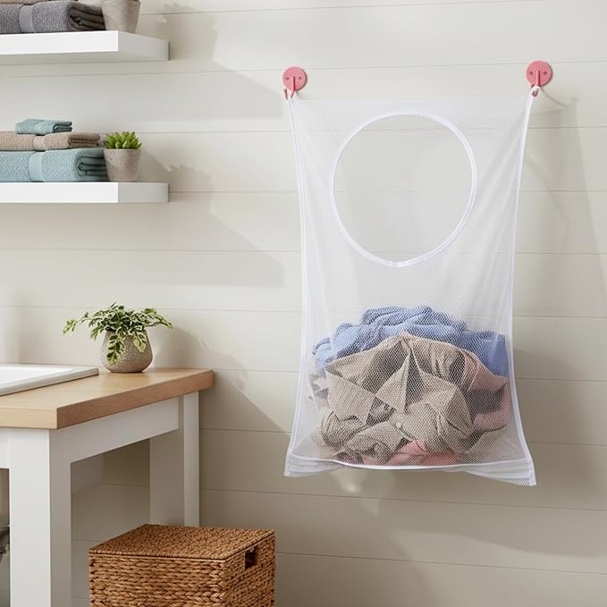 Hanging Laundry Hamper Bag, Breathable Mesh Laundry Hamper over the Door Laundries Hampers Large Foldable Portable Laundries Bag for Dirty Clothes Organization and Storage (30 X 20 Inch)