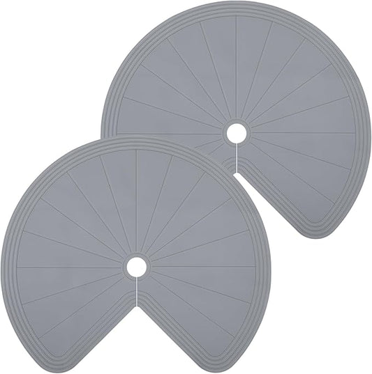 2 Pack 26 Inch Lazy Susan Shelf Liner Silicone Shelf Liner Non Adhesive Circle Kitchen Liners Non Slip Cabinet Liners for Drawer Refrigerator Cupboard Cabinet Organizers(Gray)