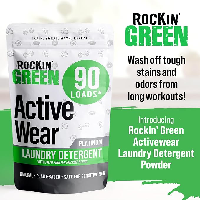 Rockin' Green Activewear 90 Loads Bundle With Hard Rock AC/DSea Breeze 90 Loads | All-Natural and Eco-Friendly | Non-Toxic and Safe for Sensitive Skin | Vegan and Biodegradable