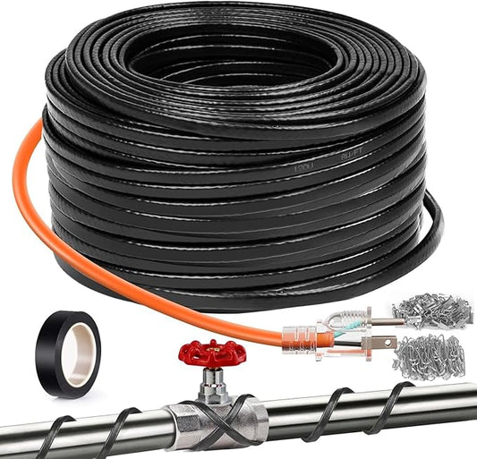 80FT（3FT-200FT） Pipe Heating Cable for Pipe Freeze Protection, Heat Cable for Water Pipes(Metal and Plastic), Pipe Heat Tape Keeps Water Flowing at -40°F 5w/ft, 120V Plumbing fixture