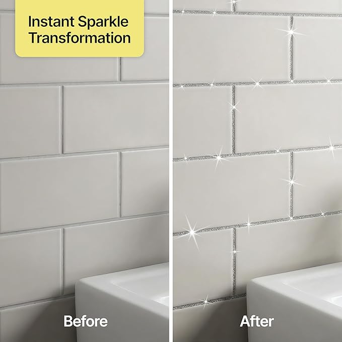 Hemway Silver Holographic Glitter Grout Additive 100g Metallic Flakes for Adding Sparkle to Kitchen & Bathroom Tiles | Enhance Your Indoor Grouting Projects with a Durable Sparkly Effect