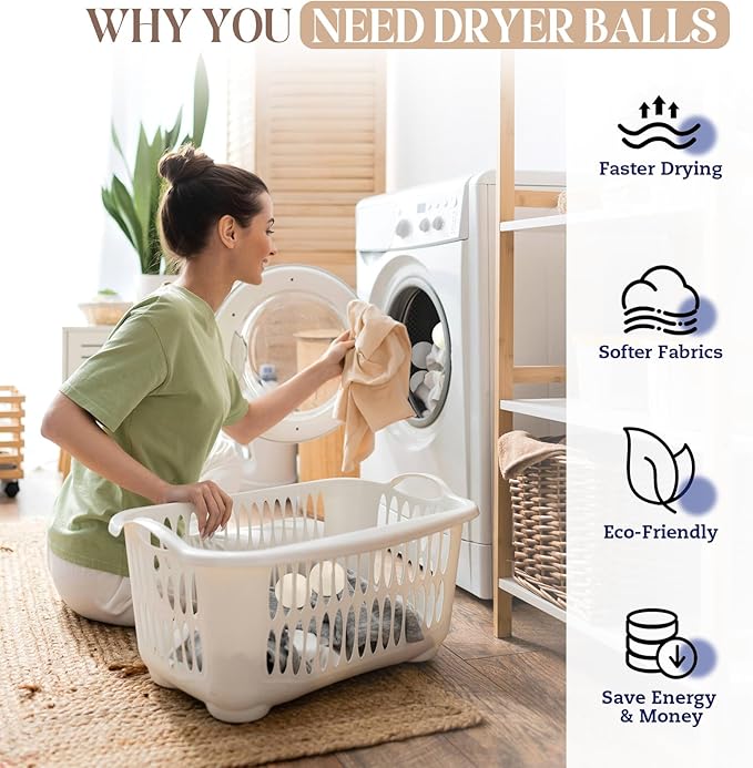 Wool Dryer Balls, New Zealand Dryer Balls Laundry Reusable Reduce Static Cling, Dryer Ball to Reduce Wrinkles & Shorten Drying Time, Drying Balls Fabric Softener Ball for Laundry（Pack of 8 XL)