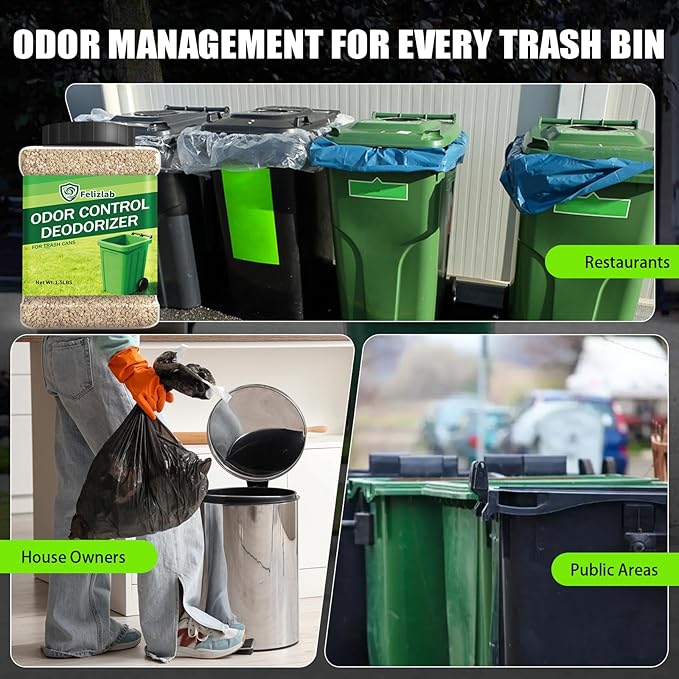 1.5 lbs Trash Can Deodorizer & Absorber – Outdoor Garbage Bin Odor Eliminator for Dumpster, Trash Barrel & Recycling Can, Long-Lasting Fresh Clean Scent
