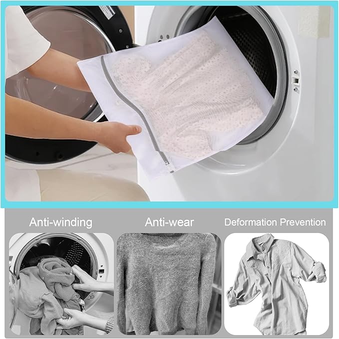 Laundry Bags Mesh Wash Bags, Lingerie Bag for Washing Delicates, White Net, 4S