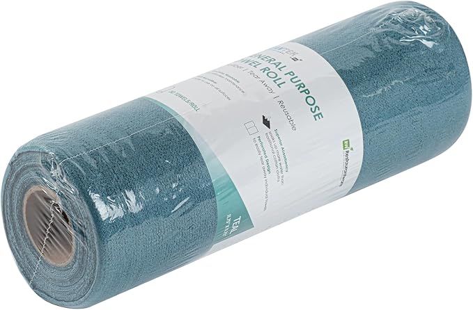 Restaurantware-Clean Tek Professional 11.8 x 11.8 Inch Microfiber Towel Rolls, 300 Reusable Towel Rolls - Tear Away, Perforated, Teal Microfiber Cleaning Roll, For All The Cleaning Tasks
