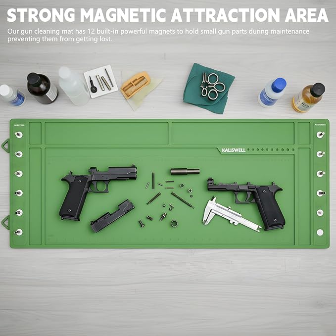 Gun Cleaning Mat, Extra-Large 40" X 16" Anti-Slip Rubberized Magnetic Gun Mat, Protective Workbench Pad for Gun Cleaning,Suitable for Commonly Used Firearms.,Built-in Centimeter and Inch Scales.