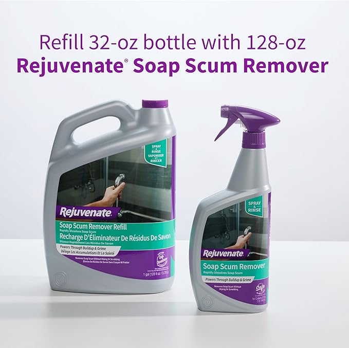 Rejuvenate Soap Scum Remover Easily Dissolves Soap Scum Without Scrubbing,32 Ounces,(Pack of 4)