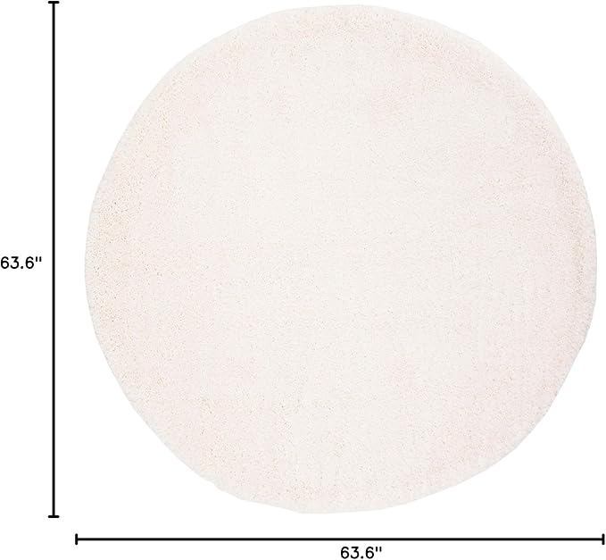 SAFAVIEH Fontana Shag Collection Area Rug - 5'3" Round, Ivory, Solid Design, Non-Shedding & Easy Care, 2-inch Thick Ideal for High Traffic Areas in Living Room, Bedroom (FNT800A)