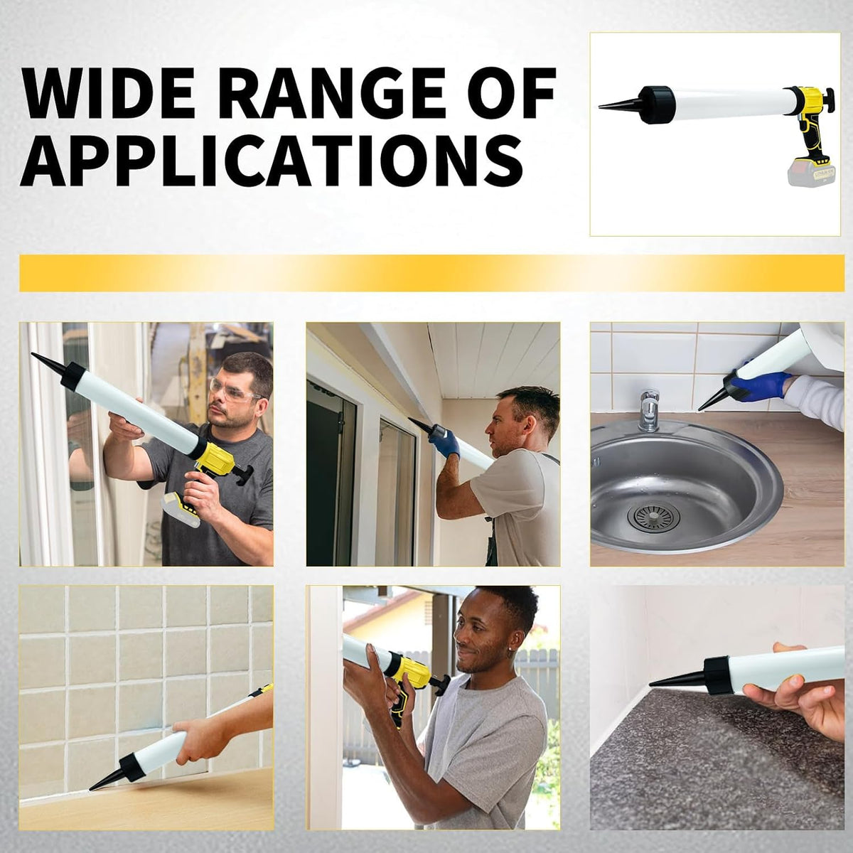 600 mL Cordless Sausage Caulking Gun for DeWalt 20V Batteries