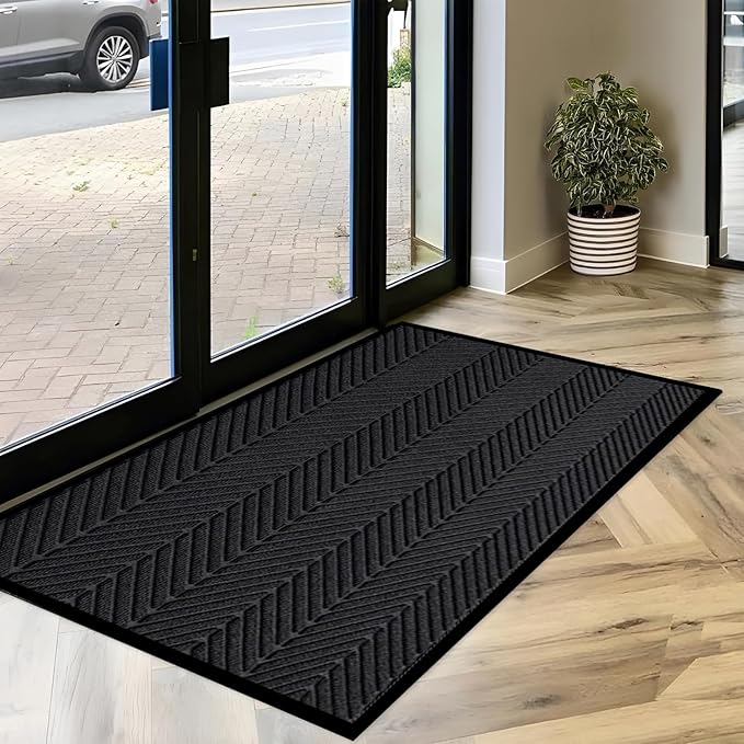 Front Door Mat,3'x4' Commercial Floor Mat Indoor Outdoor Entrance, Heavy Duty Welcome Mat, Rubber Backing Non Slip Doormat for Entryway, Large Entry Rug for Home Office Business Areas