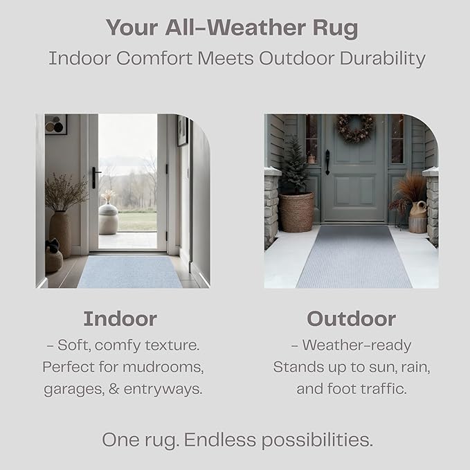 iCustomRug Spartan Weather Warrior Duty Indoor/Outdoor Utility Ribbed in 3ft,4ft,6ft Widths 70 Custom Sizes with Natural Non-Slip Rubber Backing 4'X6' in Grey