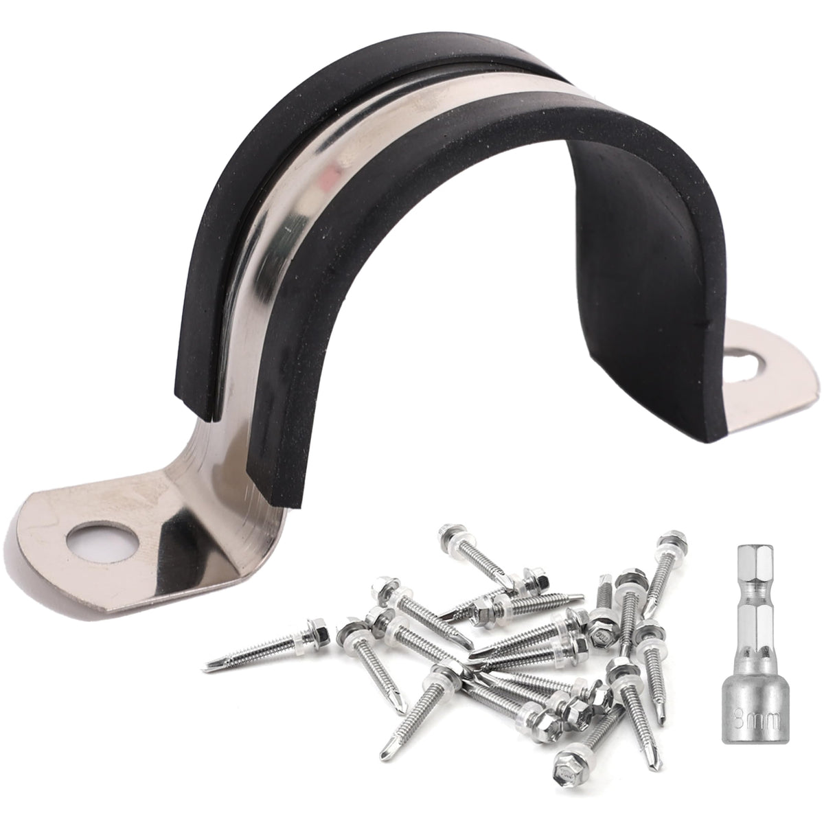 I.D.2.36 IN 304 Stainless & Rubber Cushioned Pipe Clamps(SCH 2 - Image 1