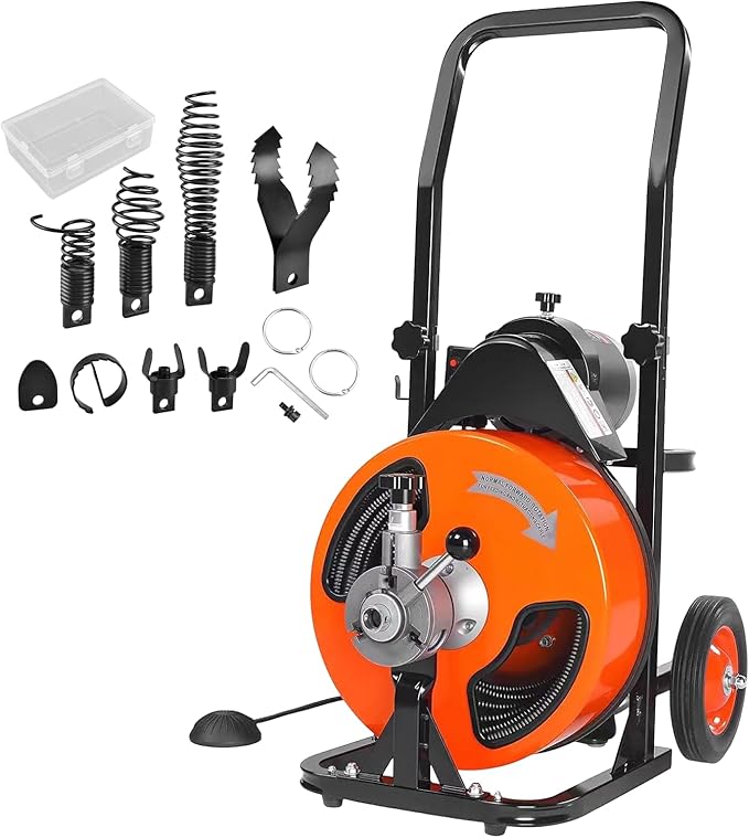 8-Piece Drain Snake Kit for 5/16" to 3/4" Cables – Heavy-Duty Manganese Steel Cutters for Roots, Grease & Stubborn Clogs – Includes Storage Case & Metal Ring