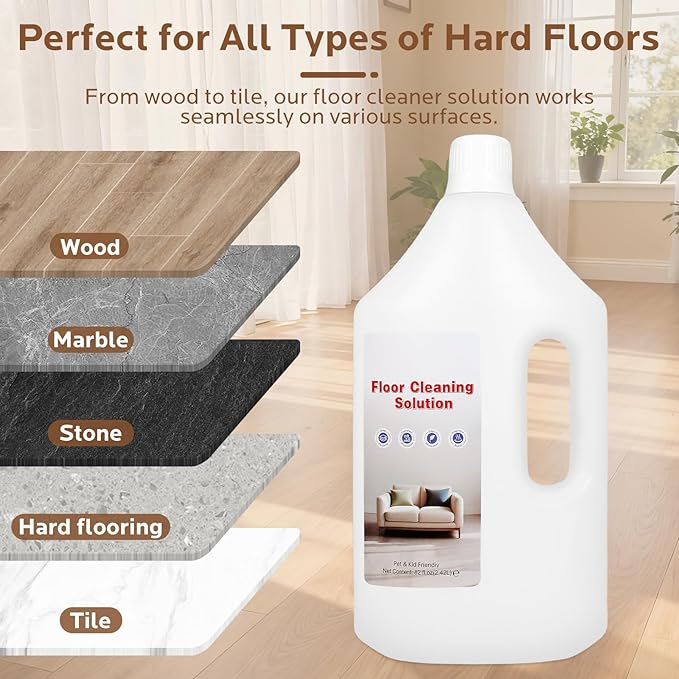 Floor Cleaning Solution, 82 Fl Oz - Compatible with All Roborock Mopping Robots (S7, S8, Qrevo, Q7, Q8 series), Low-Foam Pet and Kid Friendly (Fresh Fragrance)