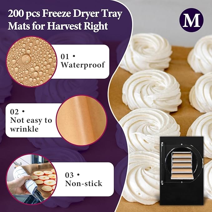 200 Packs Parchment Paper Sheets for Harvest Right Freeze Dryer - Harvest Right Freeze Dryer Accessories for Medium Trays, Parchment Sheets, Freeze Dryer Tray Mats for Harvest Right(17" x 6.8")