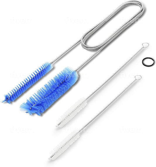 Flexible Drain Cleaning Brush (72" Long) for Drains, Bottles, Bathroom Sink, Bathtub, Shower, and Kitchen Sink, Heavy-Duty Double Ended Nylon with Elastic Hose, Bathroom Essentials, Blue