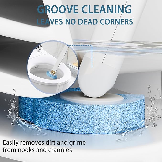 Disposable Toilet Brush Set, 24 Refills Extended Handle for Deep Cleaning and Hygienic Bathroom Maintenance, Gray