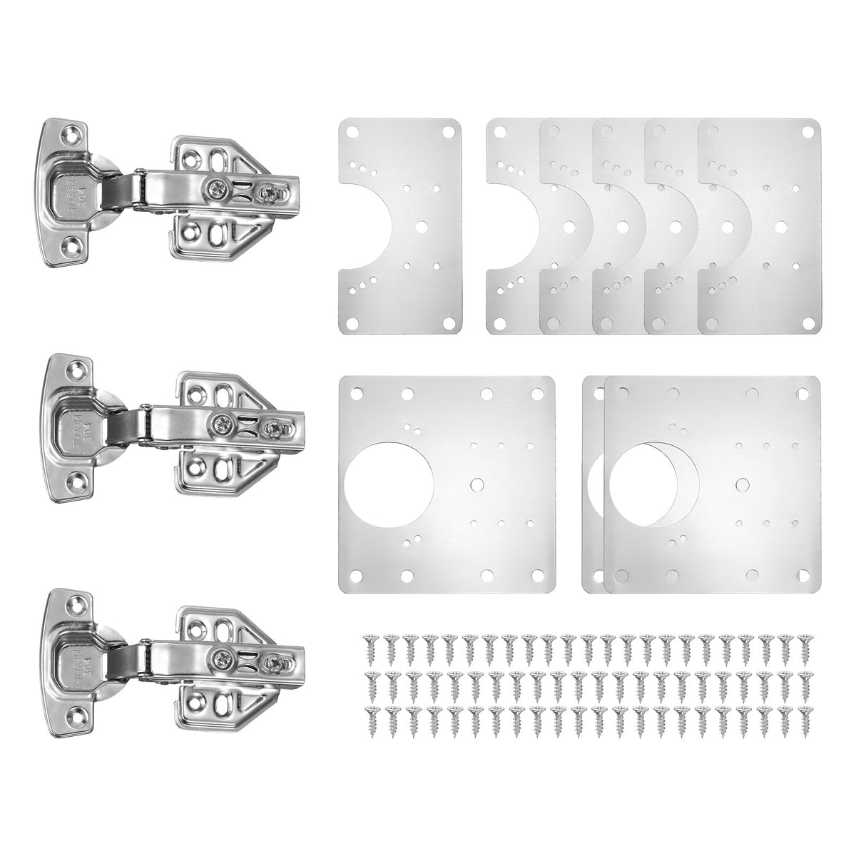 uxcell 12Pcs Cabinet Hinge Repair Plate Kit 90x50mm C-Type - Image 1