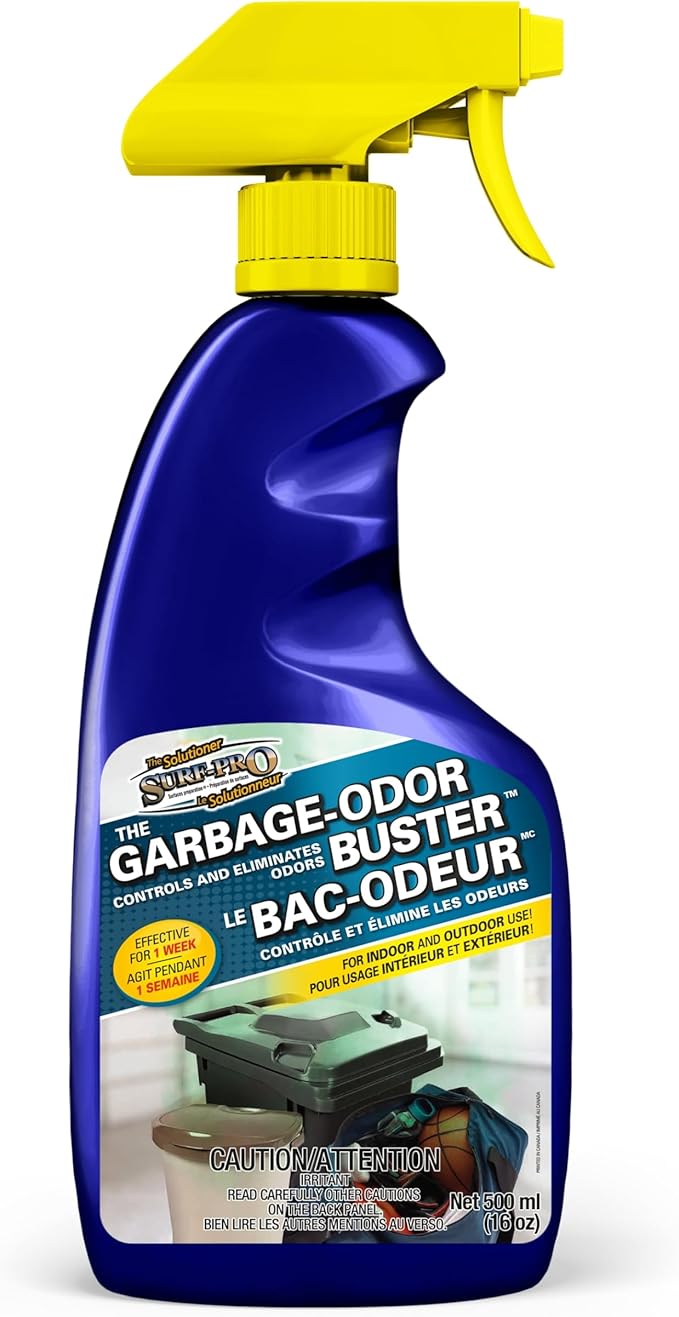 Surf-Pro Outdoor Trash Can Odor Eliminator Spray, 500ml (16.9 oz), Long-Lasting Fresh Scent Deodorizer for Garbage, Compost & Pet Waste Bins