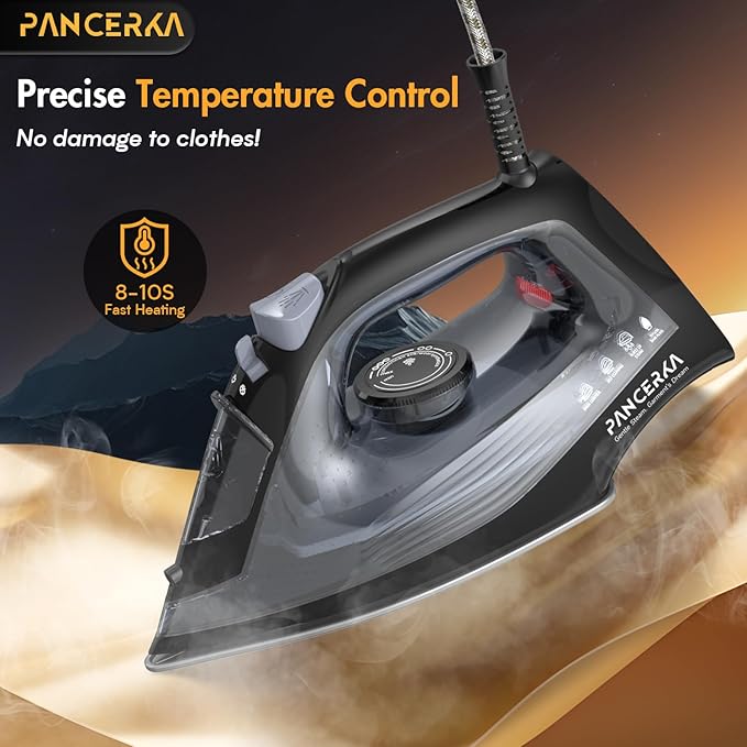 1600W Steam iron, Adjustable Thermostat Control steam iron, non-stick soleplate, Overheat Safety Protection & Variable Steam Control, suitable for ironing clothes on all fabrics