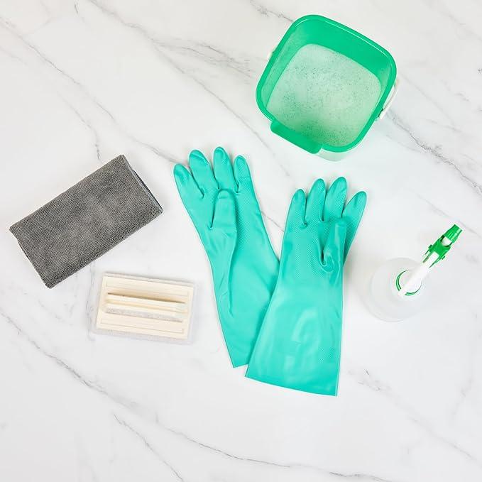 Restaurantware Nitrile Gloves 10 Count 15 mil Chemical Resistant Gloves Abrasion-Resistant Kitchen Cleaning Latex-Free Green
