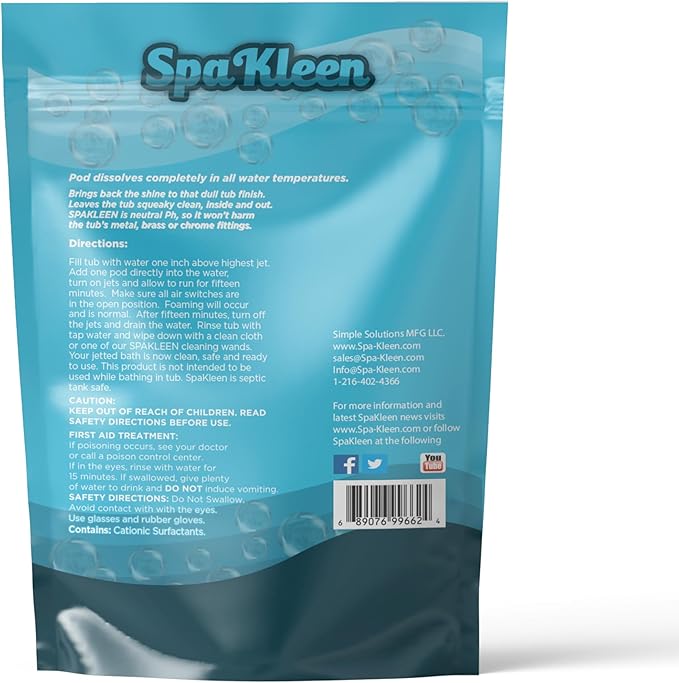 Jetted Tub Cleaner – Unscented, Septic Safe Powder for Whirlpool & Jacuzzi | 10 Cleanings Per Pouch | Fast 15-Minute Action | Removes Sludge, Soap Scum & Black Flakes | Made in USA