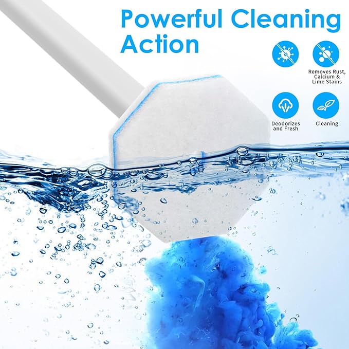 50 Count Disposable Toilet Wand Refills Toilet Bowl Cleaner Scrubber Brush Refills Pads Bathroom Deep Cleaning Replacement Sponges Wand Head Compatible with Most Toilet Brushes