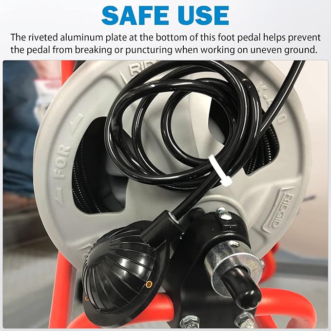 FEITON Air Foot Pedal + Cutter Head Set, Pedal Switch with 8' Hose, 16mm Steel Spring Automatic Locking Cutter Head, for Drain Cleaning Machines Replace Ridgid K-400, K-380, K-3800, K-7500, Spartan