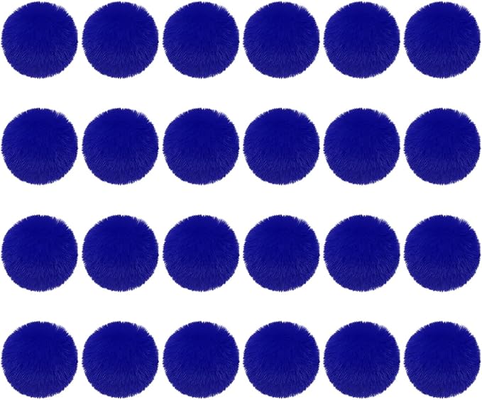 PATIKIL Faux Fur Pom Poms for Hats, 24 Pcs Fluffy Soft Fur Poms Balls with Elastic Loop for Keychain Knitting Hats DIY Scarves Gloves Bag Christmas, Blue