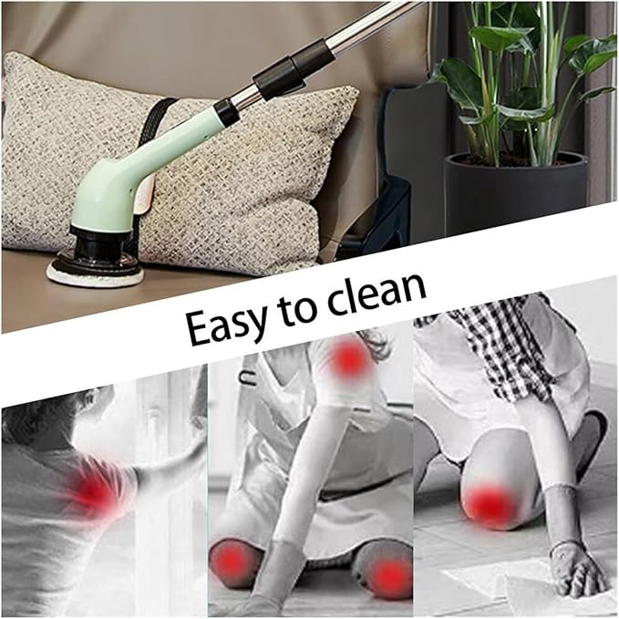 Electric Spin Scrubber, Multi-Purpose Cleaner,9 in 1 Electric Spin Scrubber,Cordless Cleaning Brush with 9 Replaceable Heads,Cordless Shower Scrubber,Adjustable and Detachable Handle(Green)