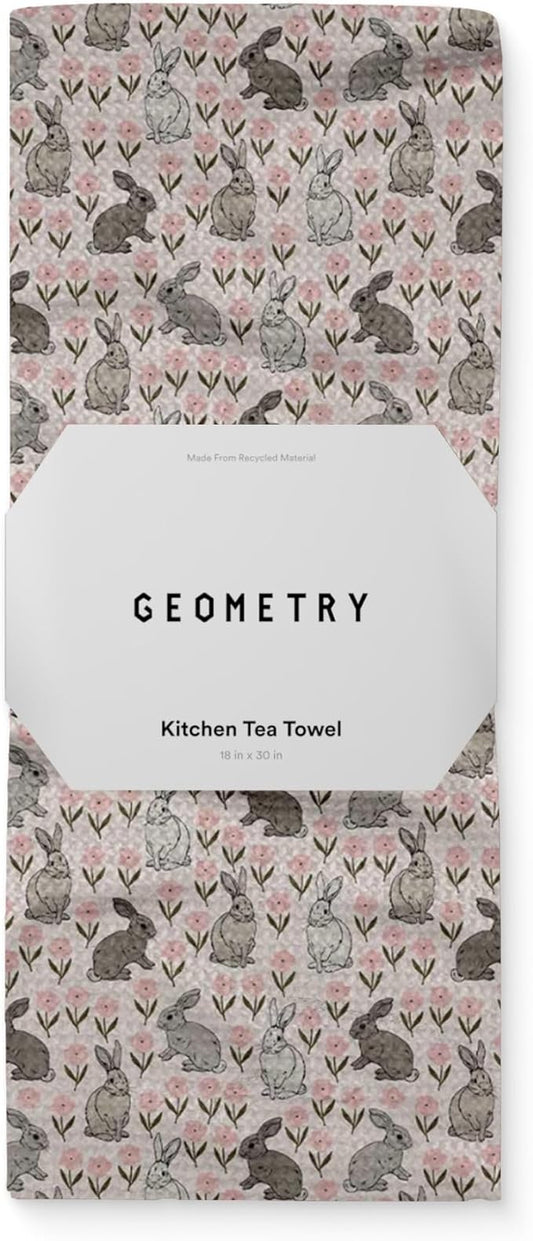 GEOMETRY Easter Kitchen Tea Towel - Quick Dry Microfiber Cloth Dish Towels for Kitchen Drying - Premium Quick Dry Towel (Bunny Bloom, 1-Pack)