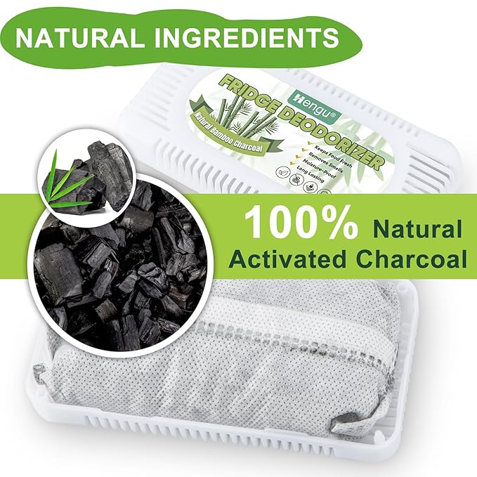 Hengu Fridge Deodorizer, (6 Pack) Fridge Smell Eliminator Natural Activated Charcoal Fridge Deodorizer Odor Eliminator Refrigerator Deodorizer, Bamboo Charcoal Bags for Freezer