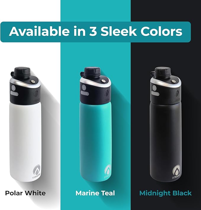 GoMist Misting & Drinking Bottle | Rechargeable Mist & Sip Water Bottle | Quick Charge USB-C Port | 2-Speed Mist Function | Stainless-Steel Double Wall Insulation, 40 oz (Polar White)