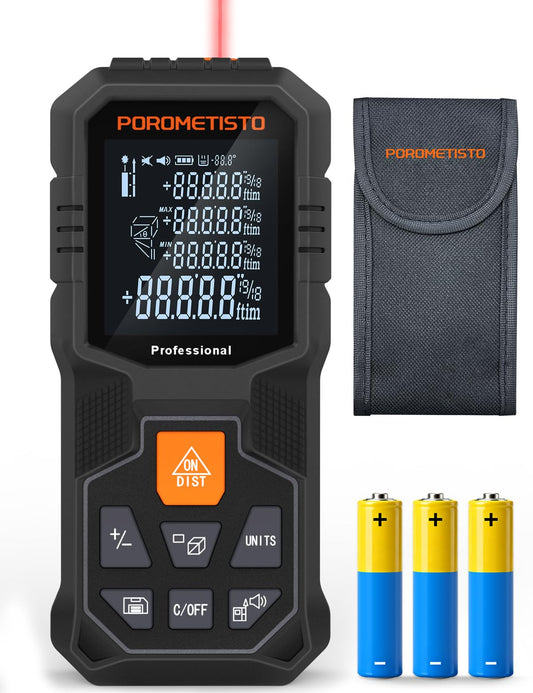 Laser Measure (262ft/80m) POROMETISTO with Angle | Travel Essentials - Image 1