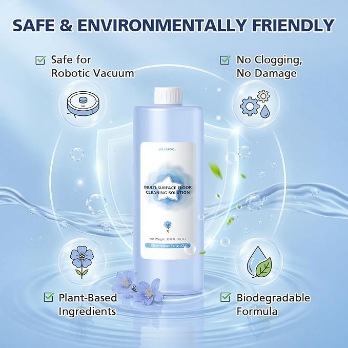 Multi-Surface Floor Cleaning Solution Compatible with ECOVACS DEEBOT X11 OmniCyclone / X9 PRO OMNI / T80 OMNI / T50 PRO OMNI / N30 Series / N20 Series, 1L