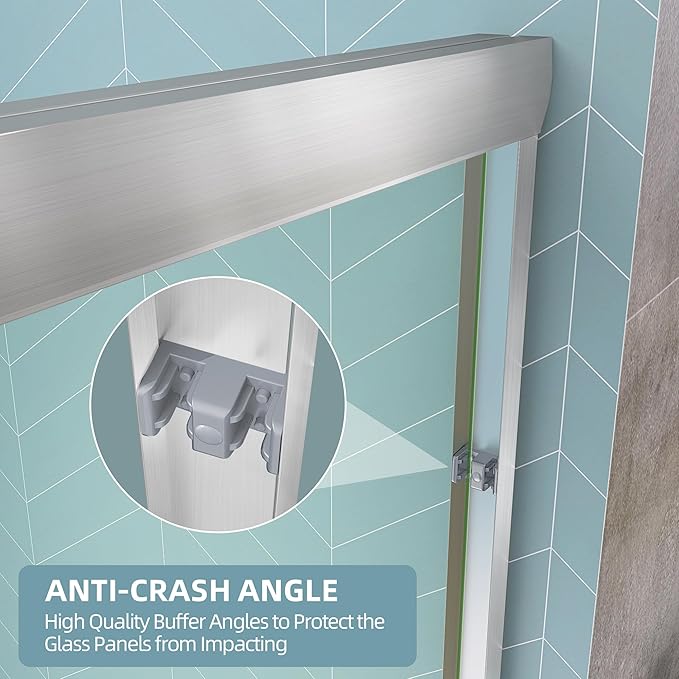 GETPRO Sliding Shower Door Semi-Frameless 50-54 in. W x 72 in. H Bypasss Double Sliding Glass Shower Enclosure,1/4 inch Clear Tempered Glass Door for Walk-in Shower Brushed Nickel