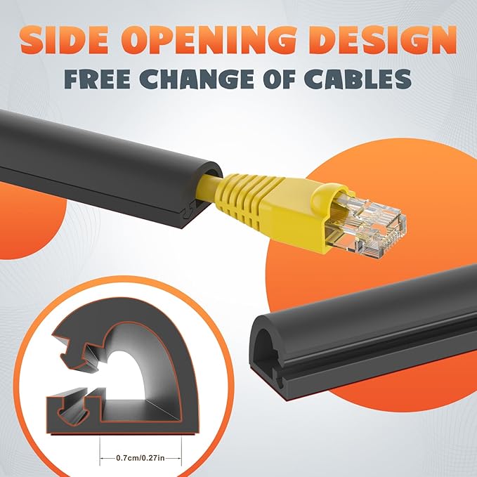 Wall Cord Hider 39 Inch, Self Adhesive Cable Hider Cord Cover for Wires, Flexible Wire Cover Cable Raceway for Cord Management W0.59 H0.39in Black