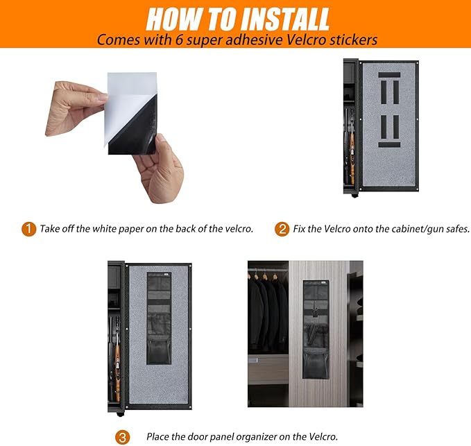 Gun Safe Door Organizer, Storage Accessories for Cabinet, Closet - Easy to Install
