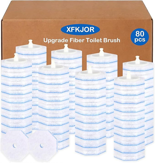 80 Count Toilet Wand Refills for Clorox Toilet Wand - Upgrade Fiber Toilet Brush, 5X Cleaning Power Toilet Bowl Wand Refills, No Falling Apart | Fresh Fragrance