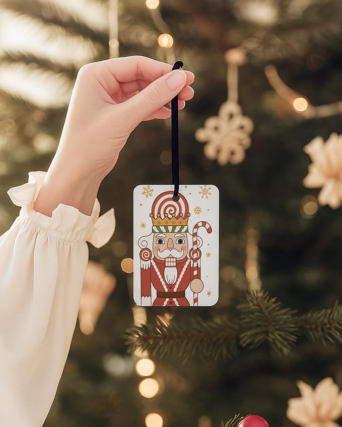 Red Christmas Car Air Freshener 4 Pcs, Retro Nutcracker Xmas Tree Winter Holiday Hanging Air Freshener for Cars Closet Drawer Books, Cute Christmas Car Accessories Mirror Decor for Women Men