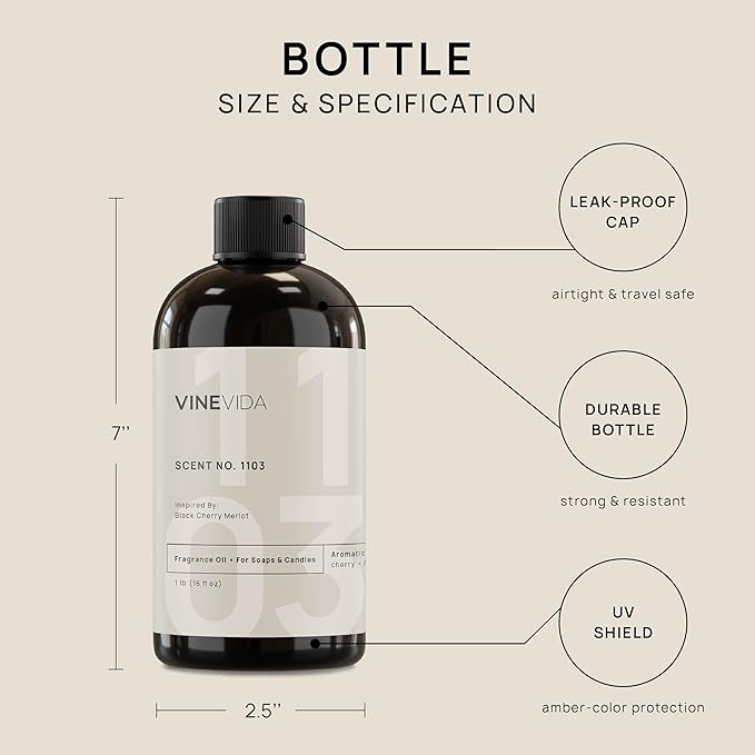 VINEVIDA [16oz] Black Cherry Merlot Fragrance Oil for Candle Making - Made in USA Scents for Soap Making - Natural Candle Fragrance Oil