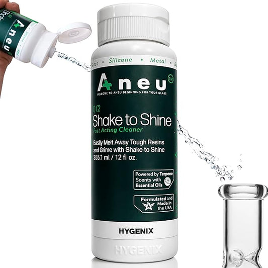 Aneu Shake to Shine (1 Pack) – Fast-Acting Cleaner | Shake Away Tough Resins & Grime | Cleans Glass, Silicone, Metal, & Borosilicate | 12oz - 1 Pack