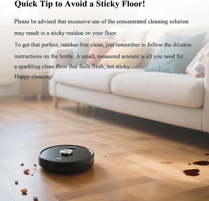 Concentrate Floor Cleaner for All Robot Vaccum and Mop, Wet Dry Vacuums, for Roborock, Tineco, Dreame, Ecovacs, iRobot, Narwal, Shark, Bissell Mops, 16.9 FL.oz, Dilution Ratio 1:200, Orange Scent
