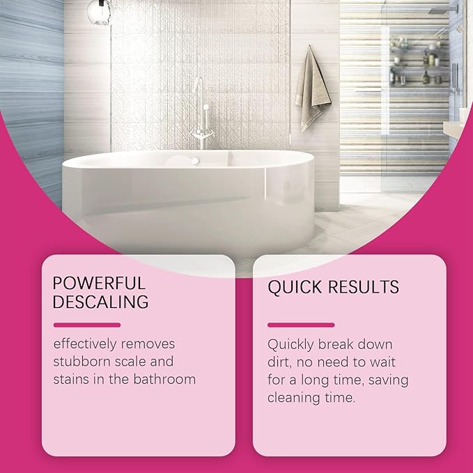 Quatrel Gefanly Bathroom Cleaner, Gefanly Powerful Pink Bathroom Cleaner Spray, All Purpose Bathrooms Descaler Foam Cleaners, Gentle Formula, for Tub Floor Tile,Showers,Bathtubs, Glass Surfaces