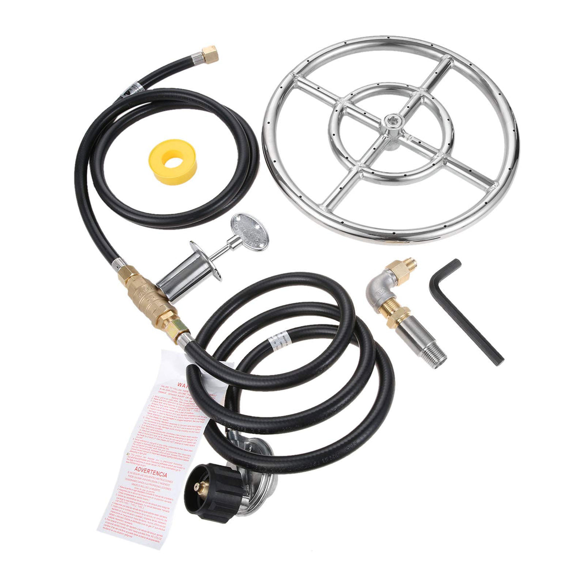 Fire Ring Burner Valve Assembly Kit, 12 inch Stainless Steel Fire - Image 1