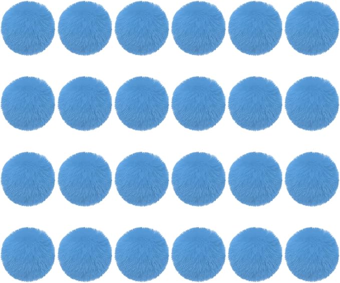 PATIKIL Faux Fur Pom Poms for Hats, 24 Pcs Fluffy Soft Fur Poms Balls with Elastic Loop for Keychain Knitting Hats DIY Scarves Gloves Bag Christmas, Sky Blue