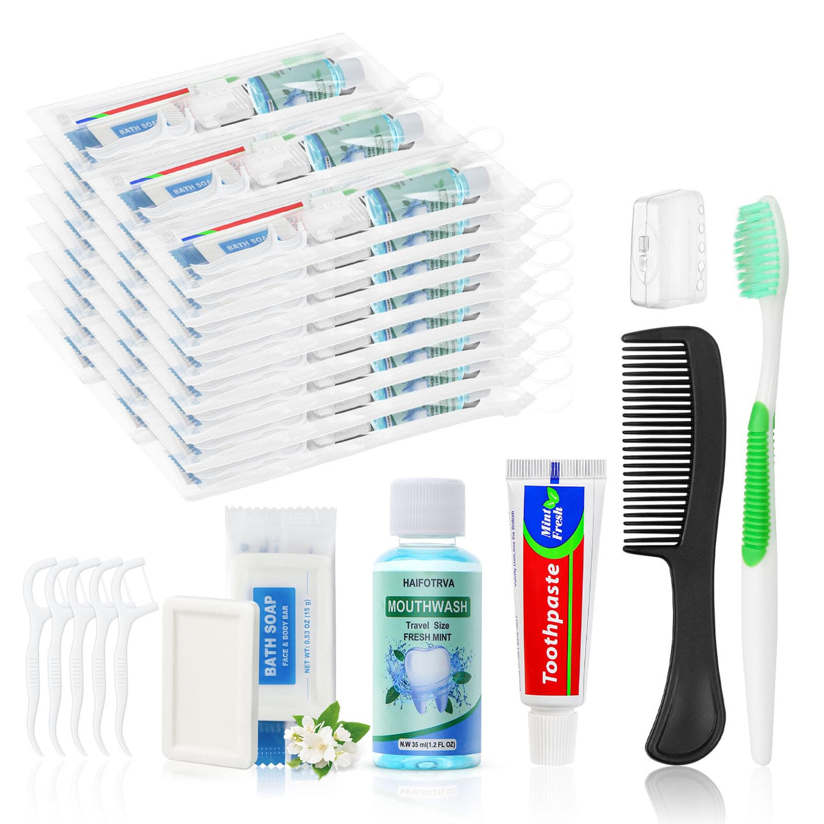 30 Set Personal Hygiene Kit Bulk,8-in-1 Travel Toothbrush Kit - Image 1