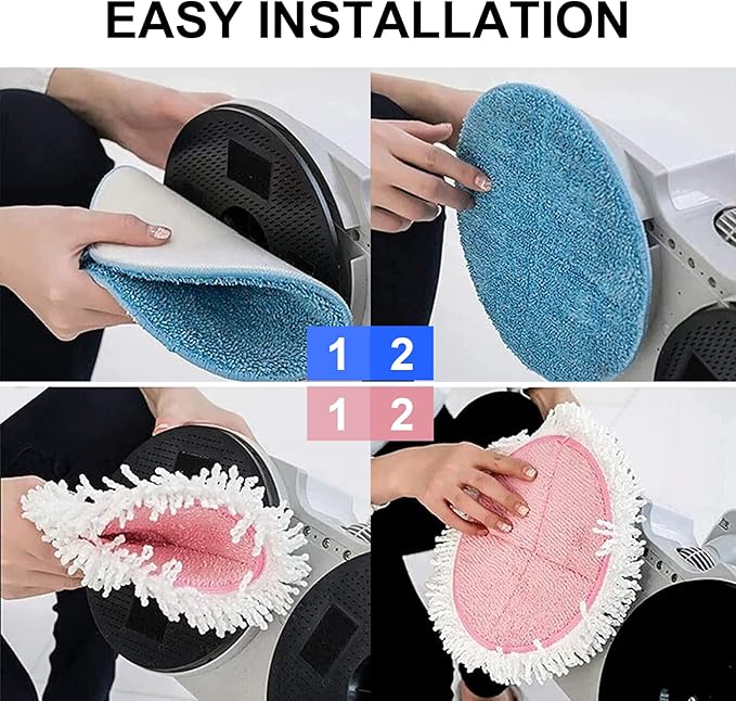 BeiLan Spin Cordless Electric Mop Pads - 8 Pack Steam Electric Mop Refills Fit for Vmai/Eous/Idoo/Alfabot/Devoac - 7.28inch Spin Replacement Mop Pads for Floor Cleaning
