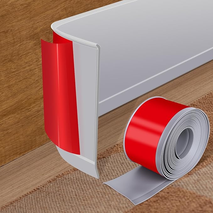 Vinyl Baseboard Molding Trim 6 Inch x 60 Feet Peel and Stick Baseboard Trim Flexible PVC Cove Base Moulding Self-Adhesive Trim for Garage Bathroom Cabinet Floor Walls, Gray