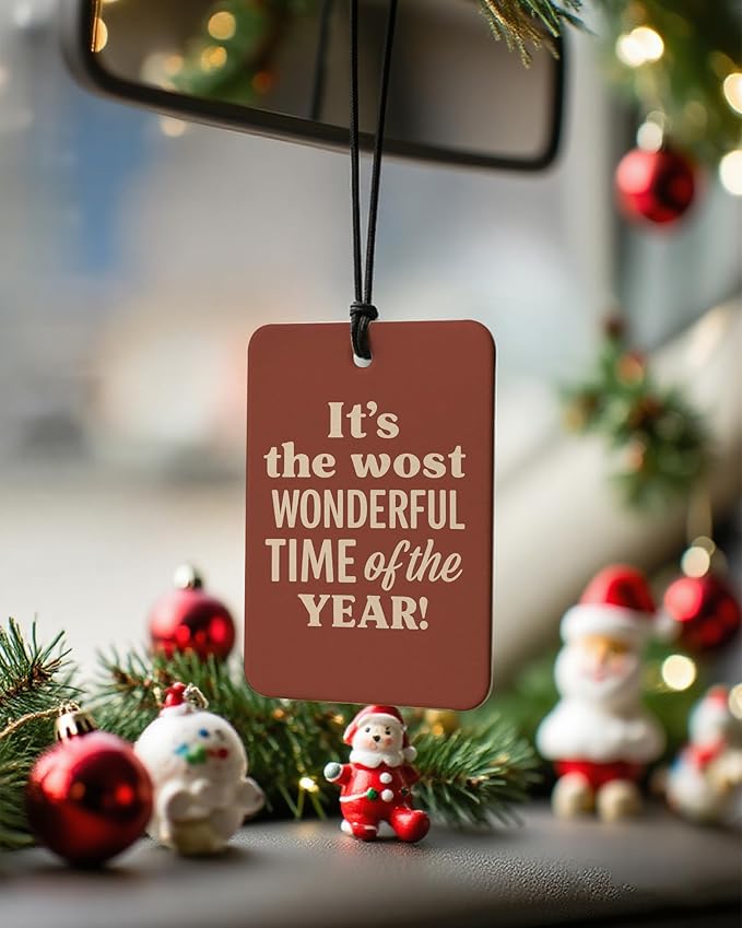 Boho Christmas Car Air Freshener 4 Pcs, Coquette Mistletoe Xmas Tree Reindeer Hanging Air Freshener for Cars Closet Drawer Books, Christmas Car Accessories Mirror Decor for Women Girls